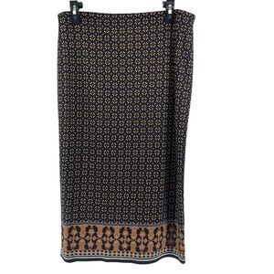Max Studio Edit Boho Mixed Print Pull-On Midi Skirt Large NWT